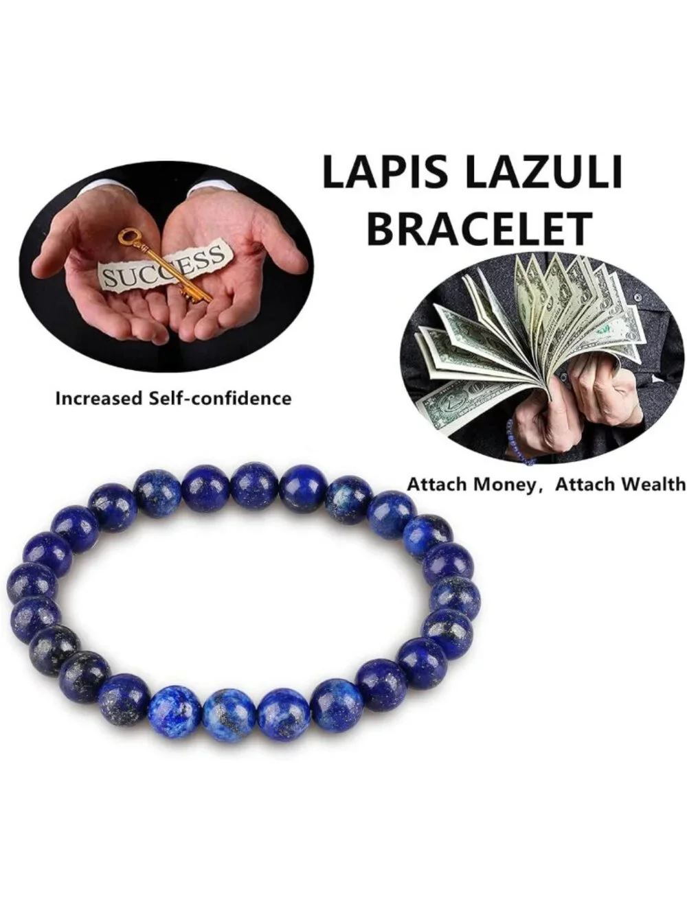 Handmade Lapis Lazuli Bracelet | Chakra Gemstone Beaded Jewelry for Good Luck